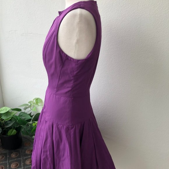 CUE Purple Sleeveless Pleated Fit n Flare Dress Size 8 New w Tags RRP $249 - Picture 5 of 12